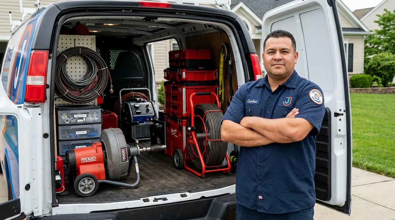 Professional drain cleaning equipment and Johns Plumbing LLC plumber in Hibbing