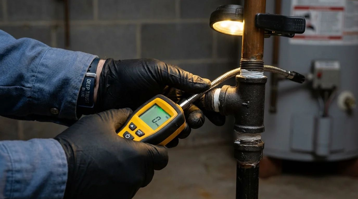 Gas leak detection with electronic sniffer by Johns Plumbing LLC in Hibbing